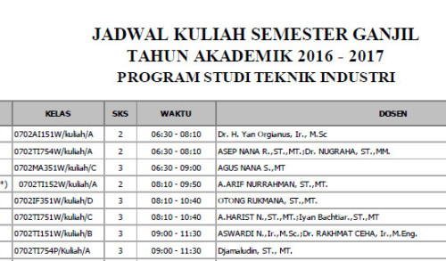 jadwal kuliah ganjil