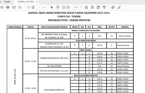 jadwal UAS genap 2015 2016